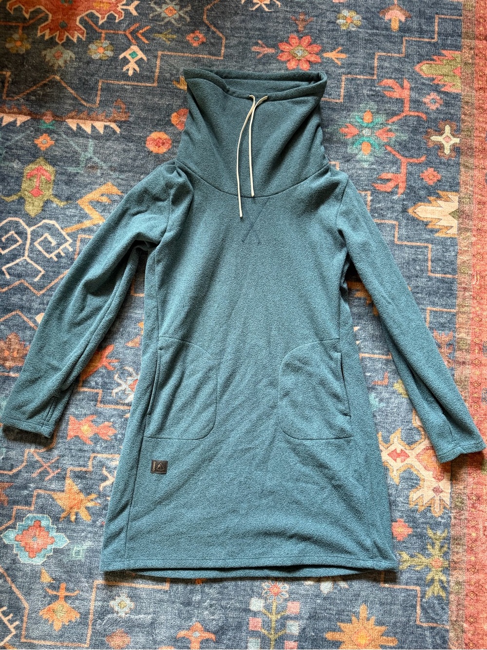 Cozy Teal Funnel Neck Tunic - Women's Dress